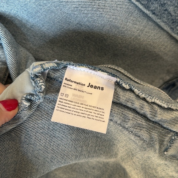 Reformation Aussie Denim Jacket with Leopard faux fur - Picture 5 of 6